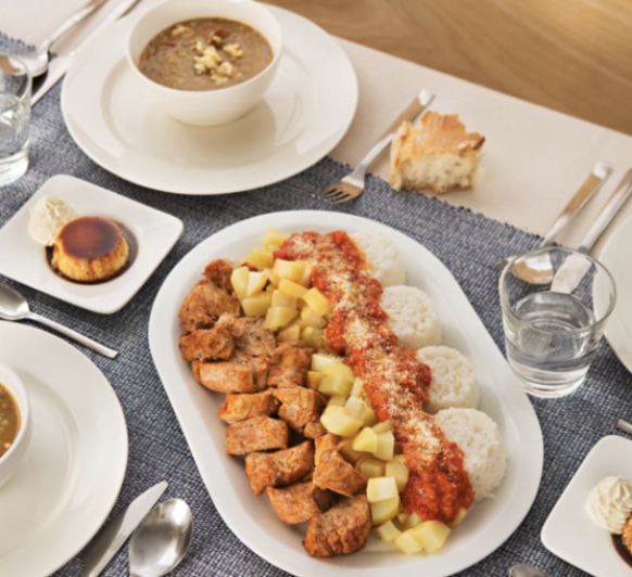 Menú completo con Thermomix® : Lentejas estofadas. Solomillo de cerdo con patatas y salsa de tomate. Quesillo